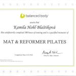 5. Certifikát - Mat and Reformer Pilates